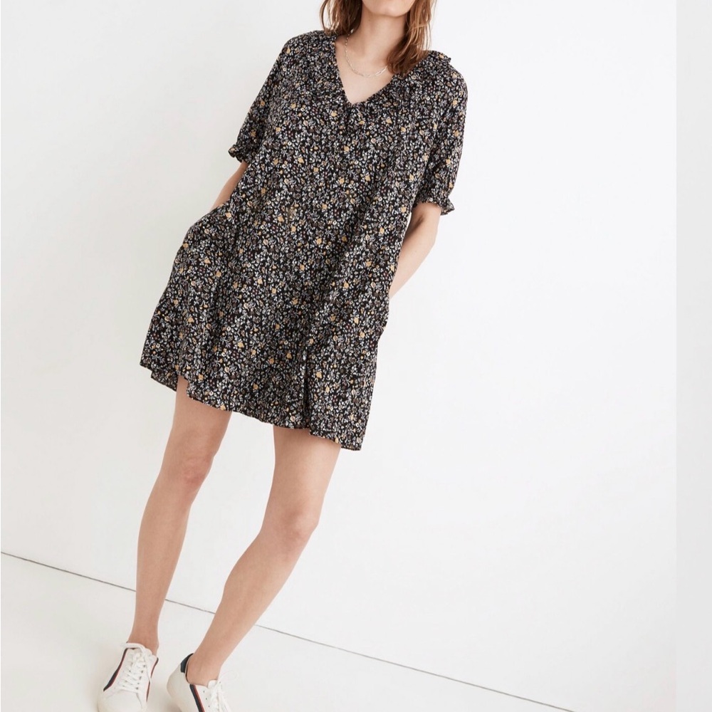 Madewell Ruffle Button-Front Trapeze Dress in Folkmagic Floral Size Medium
